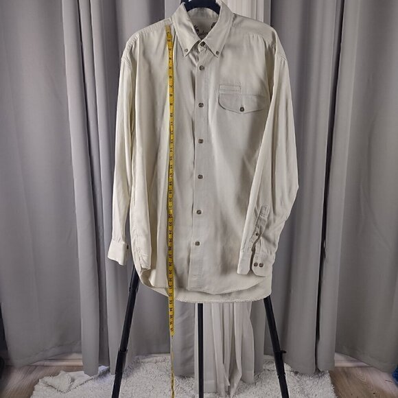 Keeler Bay Mens 100% Cotton Long Sleeve Button Down Beige Shirt Size Medium - Picture 5 of 11